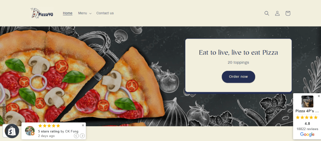 shopify store name pizza4u